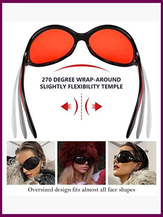 Oversized Oval Wrap Around Sunglasses with UV400 Protection main image 6